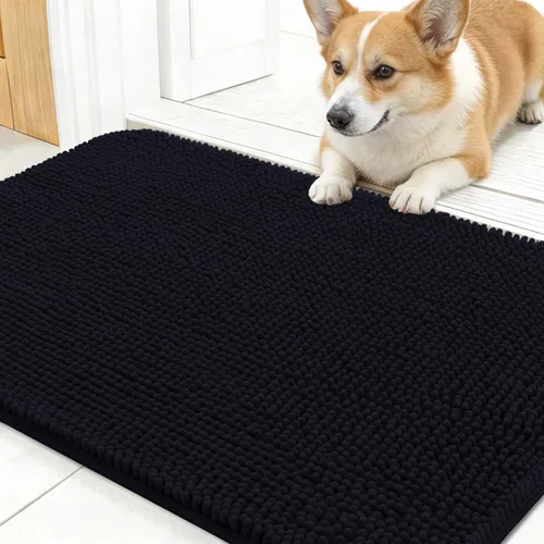OLANLY - Tapete para puerta de perro y patas sucias, absorbe la humedad y la suciedad, antideslizante, lavable, de felpilla de secado rápido, para