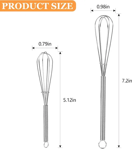 Miniatura 2 de NileHome Juego de mini batidores de acero inoxidable de 5 y 7 pulgadas para cocina, pequeños batidores de alambre para cocinar, batir, mezclar