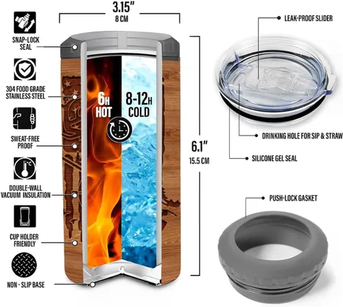 Miniatura 6 de Mejor Enfriador de Lata para Papá 12oz - Regalos Aislados de Acero Inoxidable para Papá de Hija e Hijo - Taza de Viaje - Taza Termo - Latas Termo