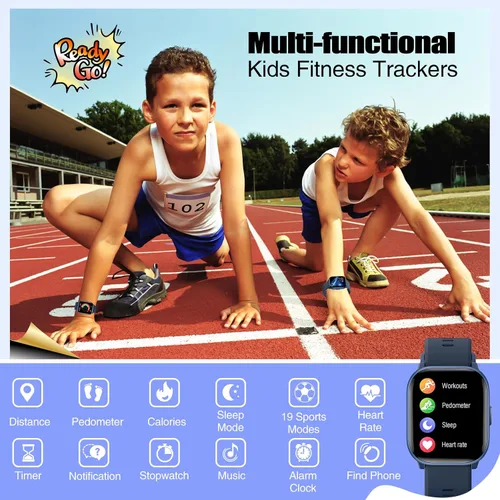 Miniatura 2 de meoonley Reloj para niñas y niños con impermeabilidad IP68, reloj para niñas con 19 modos deportivos, seguimiento del sueño, podómetro, cronómetro