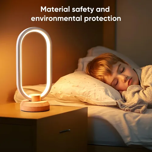 Miniatura 5 de LONRISWAY Lámpara de escritorio moderna lámpara de mesa de madera LED, luz de noche de noche de noche, iluminación LED regulable, decoración