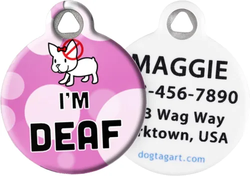 I'm Deaf Medical Alert - Etiqueta de identificación personalizada de mascotas para perros, etiqueta de identificación personalizada de acero Lindo