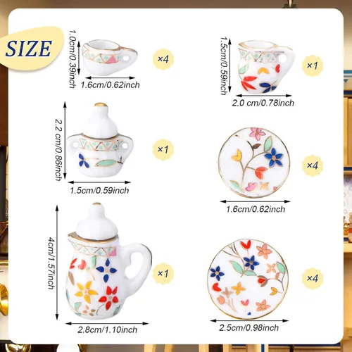 Miniatura 3 de Skylety 37 piezas a escala 1:12 en miniatura, accesorios de cocina para casa de muñecas, incluyen 16 platos, cuchara tenedor y cuchillo, 6