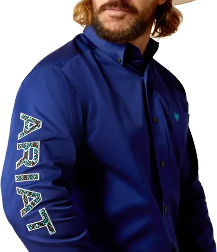 Miniatura 101 de Ariat Camisa de sarga con logotipo del equipo para hombre