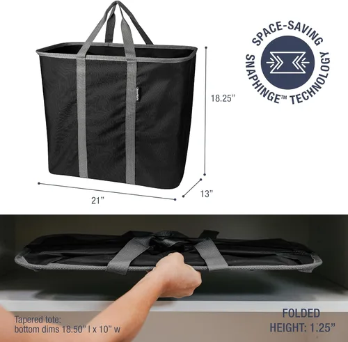 Miniatura 2 de CleverMade Cesta plegable para ropa sucia – Contenedor organizador de almacenamiento de 64 litros, paquete de 2 unidades color negro medianoche gris