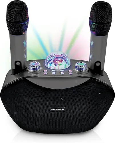 Miniatura 9 de Máquina de karaoke Singsation, sistema portátil Bluetooth 5.0 para casa, para niños y adultos, 2 micrófonos inalámbricos, efectos de sonido