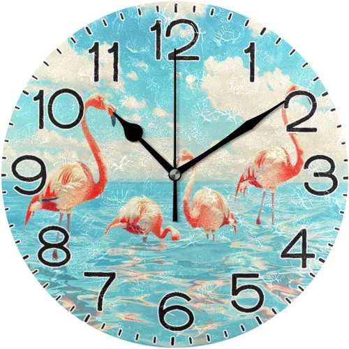 Miniatura 18 de ALAZA Reloj de pared con ondas de playa, funciona con pilas, sin tictac, de cuarzo, analógico, rústico, rústico, reloj redondo, decoración retro
