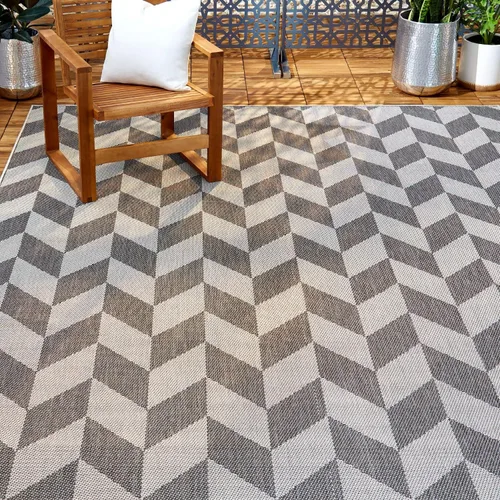 Miniatura 13 de Nicole Miller New York Patio Country Calla - Alfombra contemporánea de espiga para pasillo de interiores y exteriores, azul/gris, 1 pie y 9 pulgadas