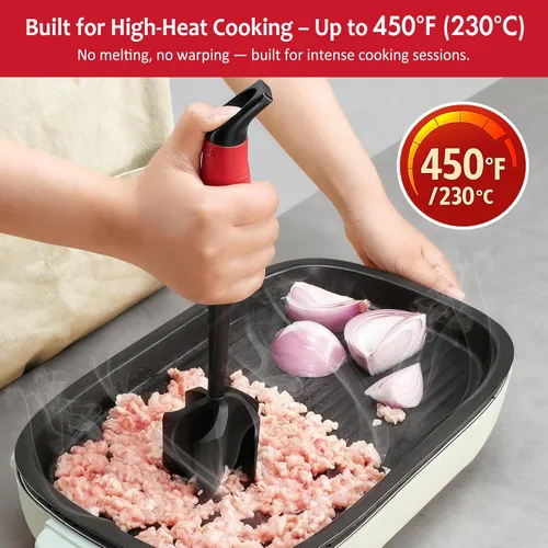 Miniatura 3 de Ourokhome Picador de carne y triturador de papas, triturador de carne molida de nailon resistente al calor para hamburguesas, 5 cuchillas curvas