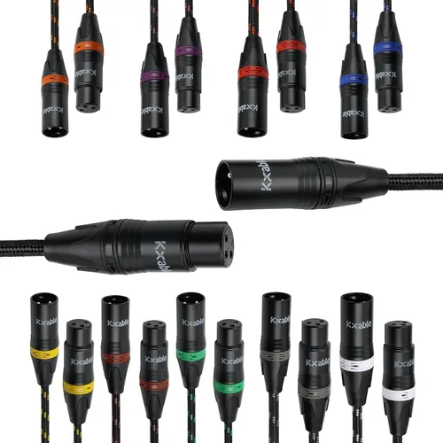 Miniatura 8 de XLR Cable de micrófono de 2 pies (paquete de 2, multicolor), cable de conexión de micrófono equilibrado de 3 pines macho a hembra, trenzado