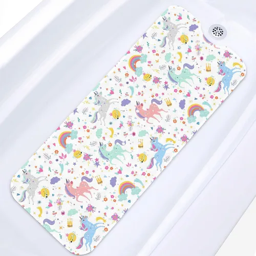 Miniatura 8 de Alfombra de baño para bebé para niños, lindo dinosaurio animal de 40 x 16 pulgadas, extra larga, antideslizante, con dibujos animados