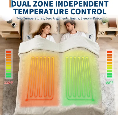 Miniatura 2 de Manta Térmica Eléctrica de 50"x60" Pulgadas, Tejido de Gofre Suave a Sherpa con 6 Niveles de Calefacción, 4 Horas de Apagado Automático, Lavable a