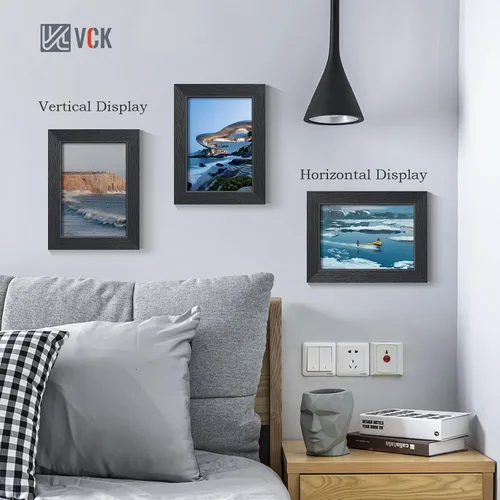 Miniatura 7 de VCK Portarretratos de madera negra de 5 x 7 pulgadas, para colgar en la pared, galería o mesa, 1 paquete