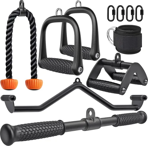 Miniatura 12 de SELEWARE Accesorios para Tríceps LAT Jalón Accesorios de Entrenamiento para Gimnasio en Casa con Agarre de Goma Suave Antideslizante Accesorios