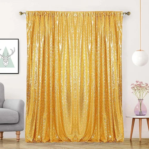 Miniatura 25 de Cortinas de fondo de lentejuelas negras con purpurina de 2 x 8 pies, 4 paneles para decoración de bodas, fiestas de cumpleaños, despedidas de Negro
