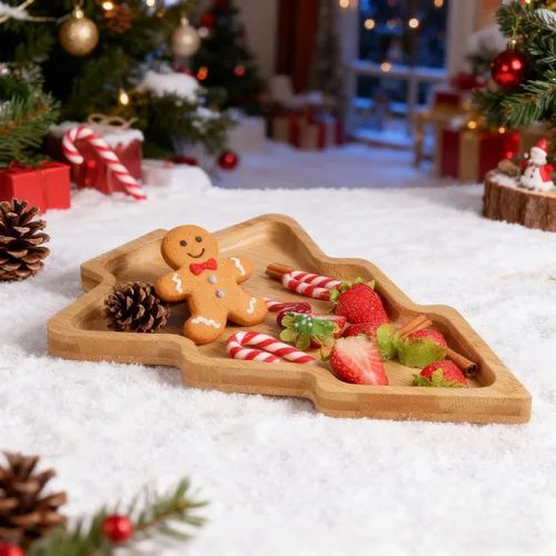Miniatura 5 de BESTonZON Tabla de charcutería de árbol de Navidad, platos de plato de árbol de Navidad en forma de tablero de charcutería de madera