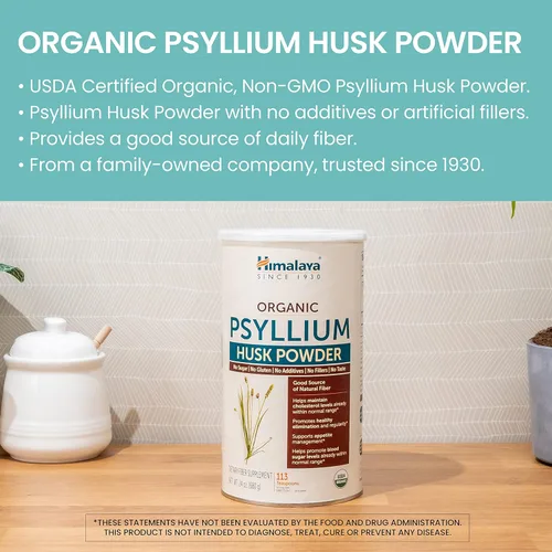 Miniatura 3 de Himalaya - Polvo orgánico de cáscara de psyllium, suplemento diario de fibra de psyllium para apoyar la salud digestiva y la regularidad, vegano