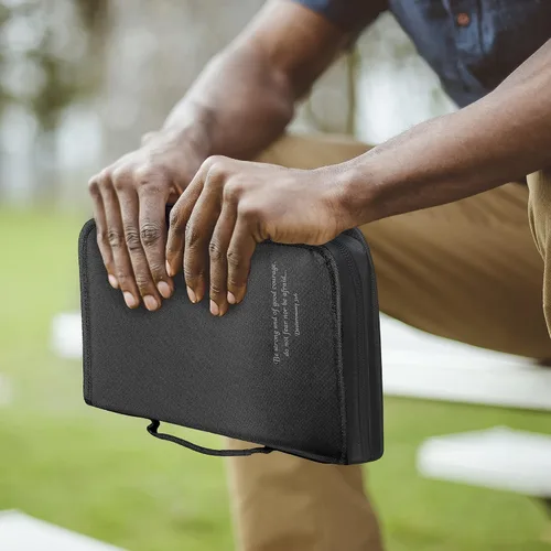 Miniatura 54 de DEHITE Funda para la Biblia para mujer, bolsas de transporte de la Biblia, tamaños medianos y grandes, ranuras para bolígrafos, tela de primera