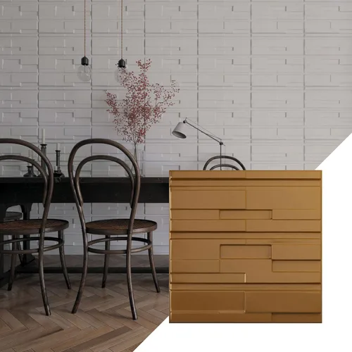 Miniatura 8 de Ekena Millwork 19 5/8 pulgadas de ancho x 19 5/8 pulgadas de alto, ladrillo desplazado EnduraWall decorativo 3D, cobre envejecido