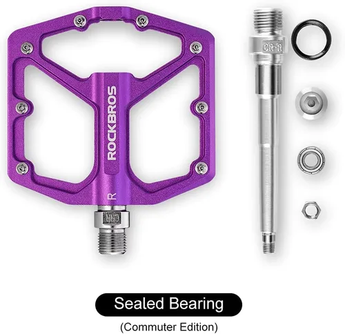 Miniatura 4 de ROCKBROS Pedales de bicicleta de montaña Pedales MTB Pedales planos de bicicleta de aluminio 9/16 "con empuñaduras de bicicleta de espuma de bloqueo