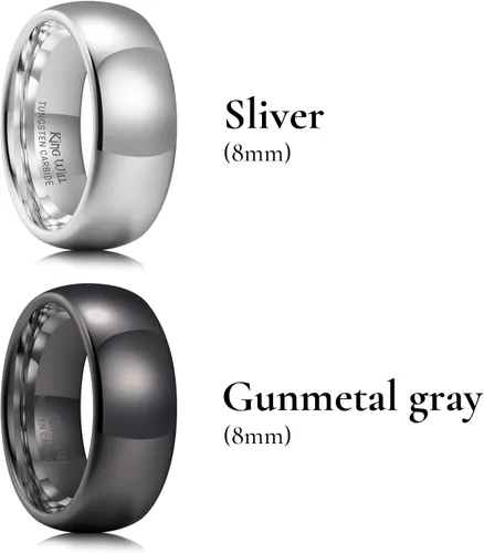 Miniatura 59 de King Will Alianza de boda de carburo de tungsteno para hombres y mujeres, anillos de promesa para parejas abovedados de alto pulido