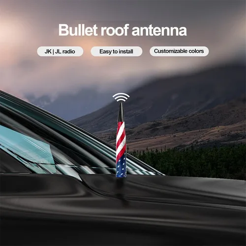 Miniatura 5 de Ajxn 1 PC Antena de Bala para Carro Camión Diseño de Bandera Americana Compatible con F150 F250 F350 Super Chevrolet Duty Raptor Dodge Ram 1500 2500