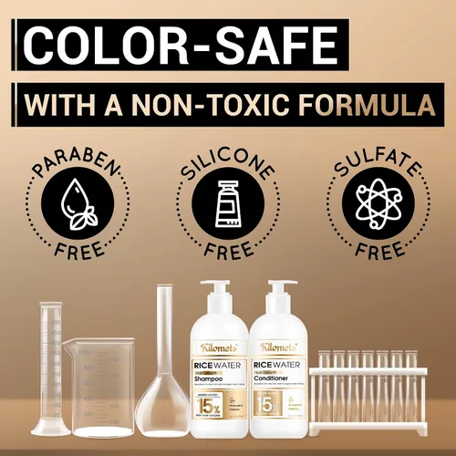 Miniatura 5 de Acondicionador de agua de arroz para adelgazar el cabello con ingredientes naturales que incluyen biotina, queratina y cafeína, hombres y mujeres