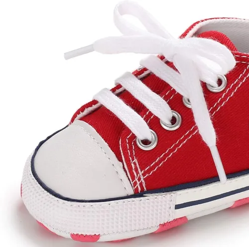 Miniatura 3 de KIDSUN - Zapatos deportivos unisex de caña alta para bebés, mezclilla de lona, suela antideslizante, suaves, para los primeros pasos