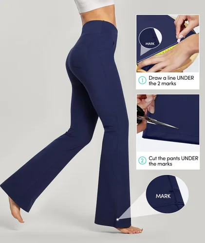 Miniatura 3 de IUGA - Pantalones de yoga de corte de bota para mujer, pantalón de cintura alta y control de abdomen, con 4 bolsillos, pantalones de entrenamiento