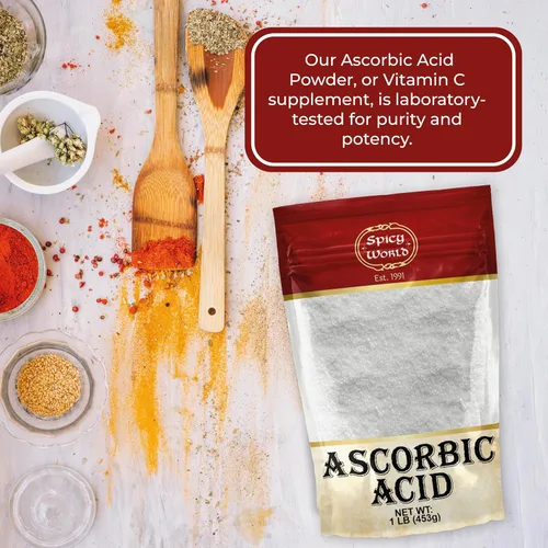 Miniatura 7 de Spicy World Bolsa a granel de ácido ascórbico de 1 libra, polvo puro de vitamina C, 100% puro, grado alimenticio, se puede utilizar para enlatar
