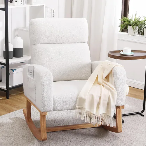 HCHAIRH Mecedora para guardería, silla mecedora de enfermería Sherpa para mamá, guardería, silla mecedora Morden con respaldo alto para sala de