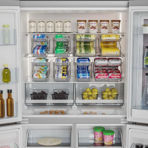 Miniatura 3 de Paquete de 2 dispensadores de latas de soda para refrigerador, organizador de latas de soda de ancho ajustable, organizador apilable de bebidas