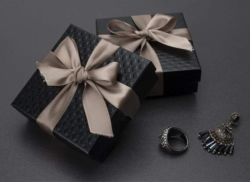 Miniatura 3 de MESHA Cajas de joyería de cartón, 3.5 x 3.5 x 1 pulgadas, caja de regalo de joyería con tapa, cajas de joyería para pequeñas empresas, embalaje