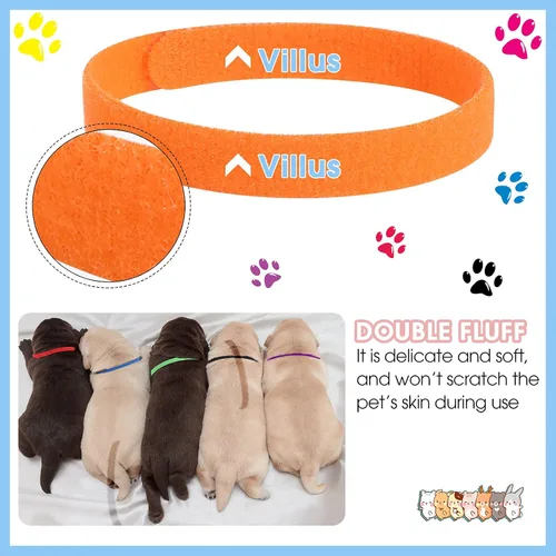 Miniatura 4 de Frienda 60 collares de parto para cachorros, collares para mascotas recién nacidas, bandas de identificación ajustables de doble cara, bandas