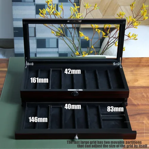 Miniatura 6 de Estuche de exhibición de cuchillos de dos niveles, caja de almacenamiento para cuchillos de bolsillo de 15 a 17 cuchillos de bolsillo, estuche Chapa