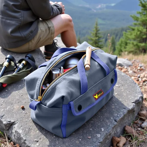 Miniatura 9 de Bolsa de lona encerada multiusos estilo militar, resistente al agua, correa ajustable, totalmente forrada, cierre de doble cremallera, uso pesado