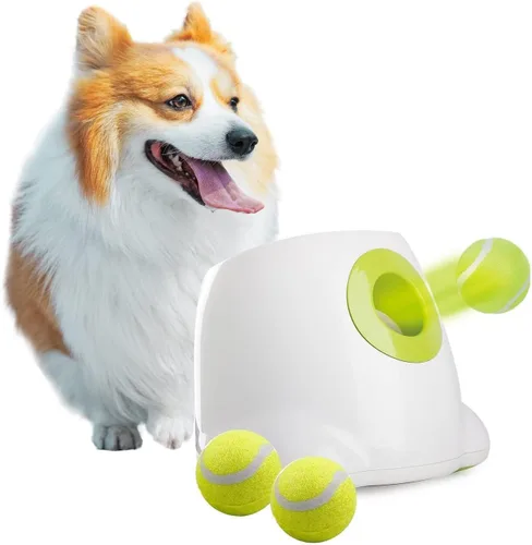 ALL FOR PAWS Lanzador automático de bolas para perros, máquina interactiva para mascotas, lanzador de bolas para interiores, 3 bolas incluidas (2