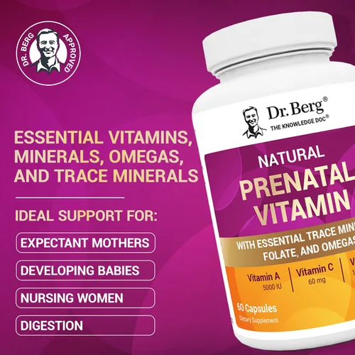Miniatura 3 de Vitaminas prenatales naturales Dr. Berg para mujeres (embarazadas y lactantes) - Vitaminas prenatales con ácido fólico, vitaminas, minerales, omegas