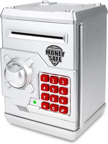 Miniatura 13 de alcancía electrónica para niños, gran juguete de regalo para niños, caja de ahorro de papel con desplazamiento automático, alcancía con contraseña