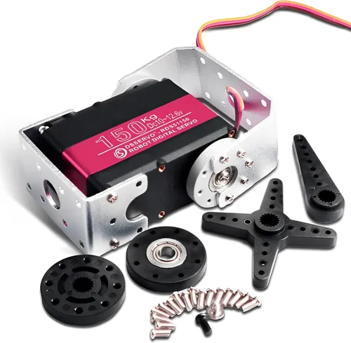Servo de brazo de robot de 330.7 lbs, servo digital de alto par de torsión 270 grados, impermeable, IP66, engranaje de metal completo con montaje en