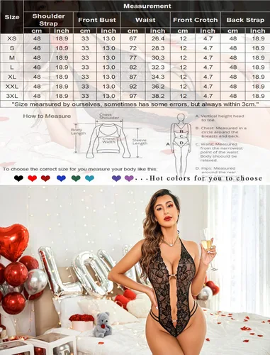 Miniatura 6 de Avidlove - Body de lencería de una pieza para mujer, diseño de encaje sexy con escote en V profundo, baby doll, tallas XS a XXXL