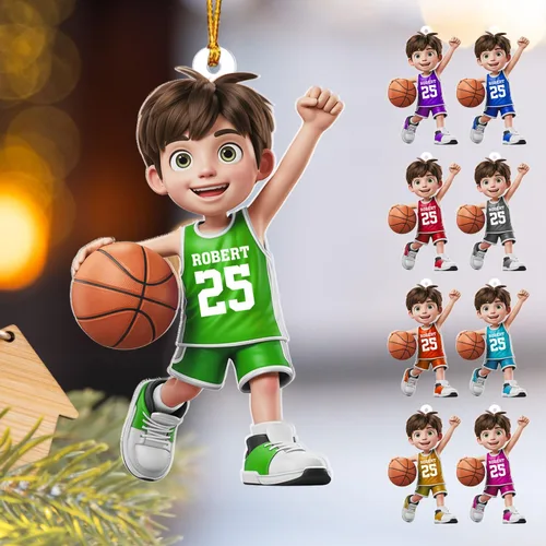 Miniatura 18 de Adorno Personalizado de Baloncesto 2025 - Adorno de Jugador de Baloncesto - Adornos de Árbol de Navidad de Baloncesto - Regalos de Jugador de Bkb 5