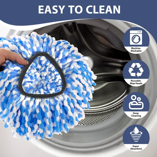 Miniatura 6 de Nuorest - Juego de repuesto para trapeador giratorio para sistema RinseClean de 2 tanques, incluye 2 cabezales de trapeador de microfibra, 1 mango