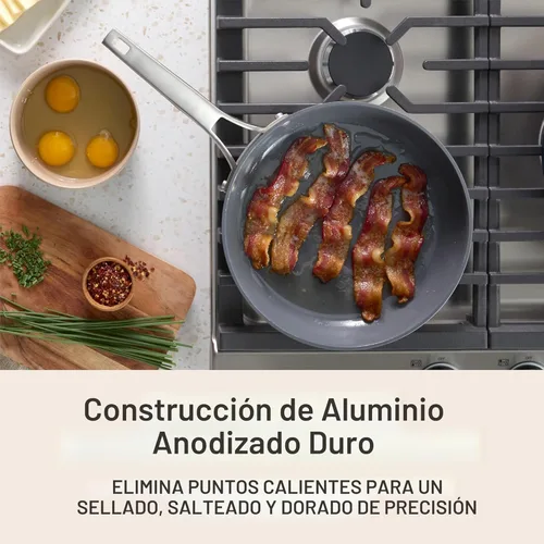 Miniatura 3 de Calphalon® Premier - Sartén antiadherente de cerámica de 12 pulgadas con tapa, Gris Seta Gris Champiñón