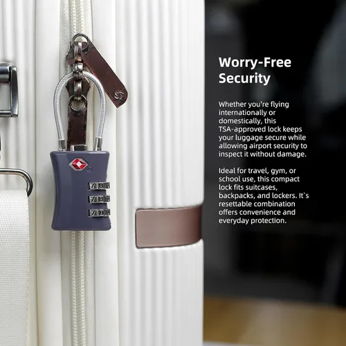 Miniatura 6 de TSA Locks for Luggage, Small Combination Padlock with Cable, Luggage Locks TSA Approved for International Travel Essentials, Suitcase, Backpack