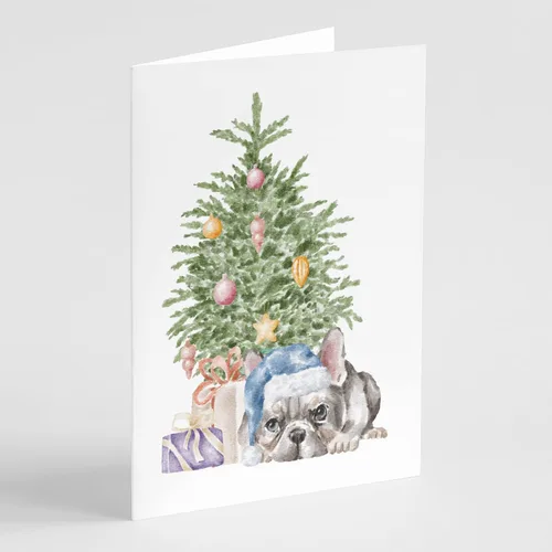 Miniatura 68 de Caroline's Treasures CK8213GCA7P Bulldog, Bulldog Inglés #2 - Tarjetas de felicitación y sobres de árbol de Navidad, paquete de 8 tarjetas en blanco