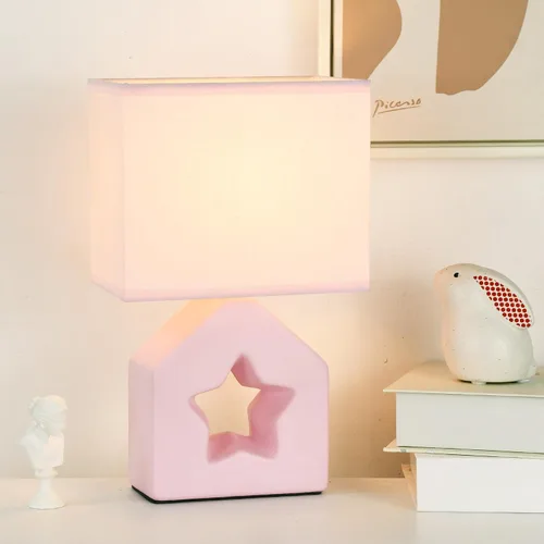 Miniatura 4 de Vera - Lámpara de mesa pequeña rosa para sala de estar como lámpara de mesita de noche para dormitorio, lámpara de mesa moderna de cerámica