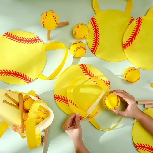 Miniatura 2 de Shihanee 24 Piezas Bolsas de Favor de Fiesta de Sóftbol Bolsas de Dulces Temáticas de Pelota Bolsas de Golosinas para Juegos Deportivos Bolsas
