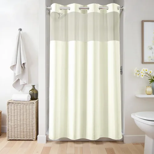 Miniatura 8 de River Dream Cortina de ducha o forro sin gancho con ventana transparente, no incluye forro ni necesario, repelente al agua, lavable a máquina Beige