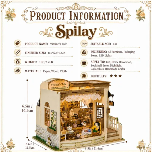 Miniatura 2 de Spilay Vitrine's Tale - Kit de casa de muñecas en miniatura con luz LED, kit de construcción de mini casa para adultos, decoración creativa
